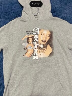 Aaliyah Graphic Pullover Hoodie - Gray